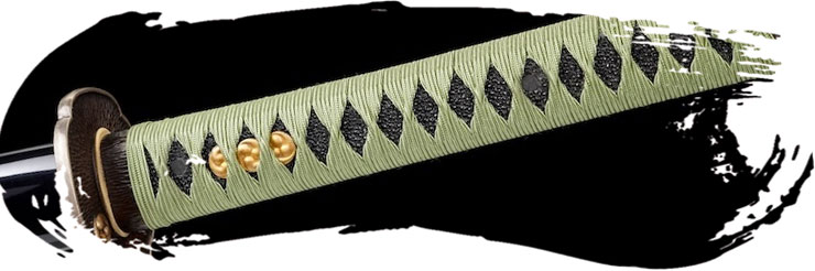 Tsuka de seda verde con hishigami